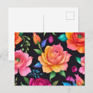 Floral Patern Rose Postcard