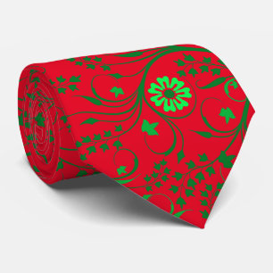 Floral pattern.01.FR.Green Red BG Tie