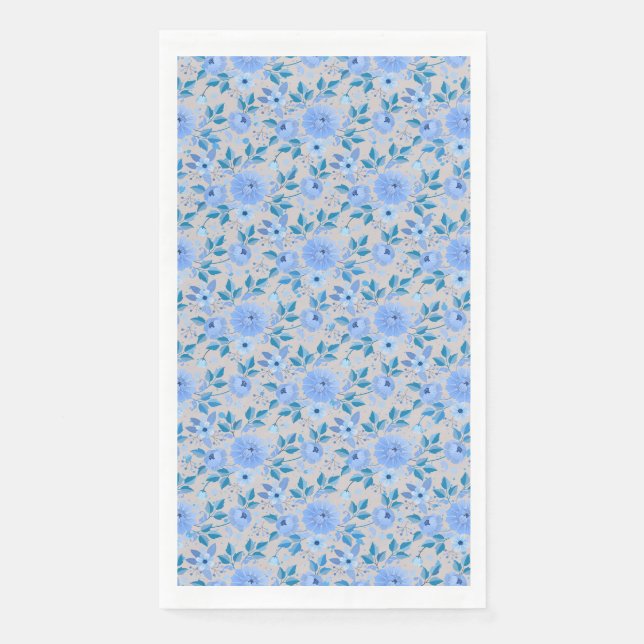 Floral pattern.06.FR. Lbluex4. Offwhite BG Napkin (Front)