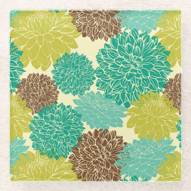 Floral Pattern 11 Glass Coaster (Front)