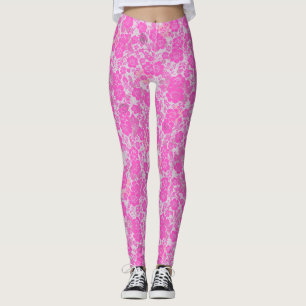 Floral pattern 15.Pink White BG Leggings