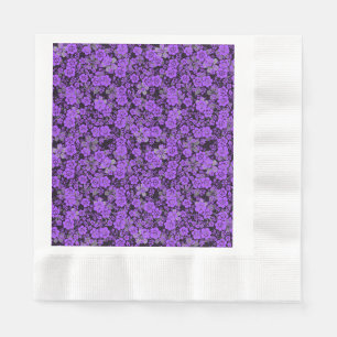 Floral pattern 15.Purple.b Black BG Napkin