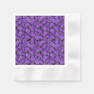 Floral pattern 15.Purple.b Black BG Napkin