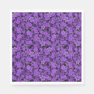 Floral pattern 15.Purple.b Black BG Napkin