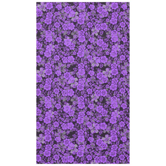 Floral pattern 15.Purple.b Black BG Tablecloth (Front)