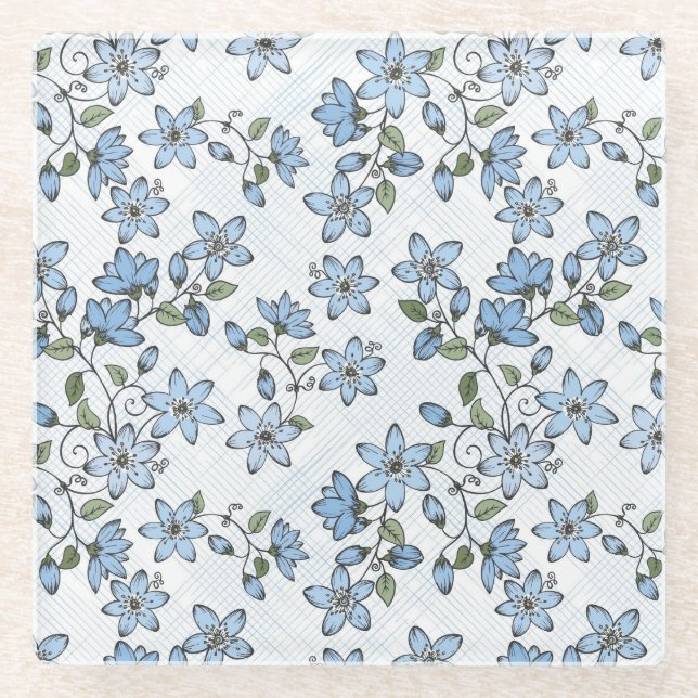 Floral pattern 2 3 glass coaster (Front)