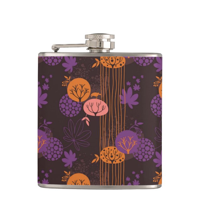 Floral pattern 2 3 hip flask (Front)