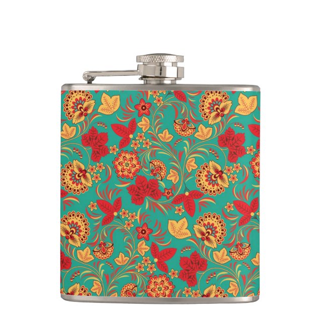Floral pattern 2 hip flask (Front)