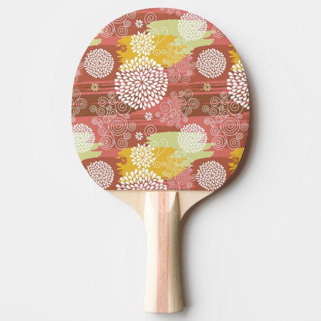Floral pattern 2 ping pong paddle (Front)