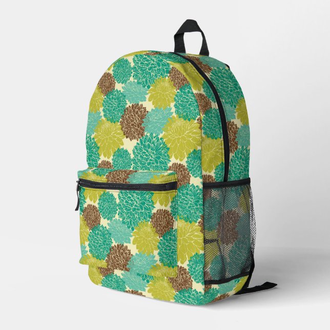 Floral Pattern 2 Printed Backpack (Back Corner Right)
