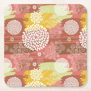 Floral pattern 2 square paper coaster