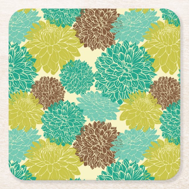 Floral Pattern 2 Square Paper Coaster (Front)