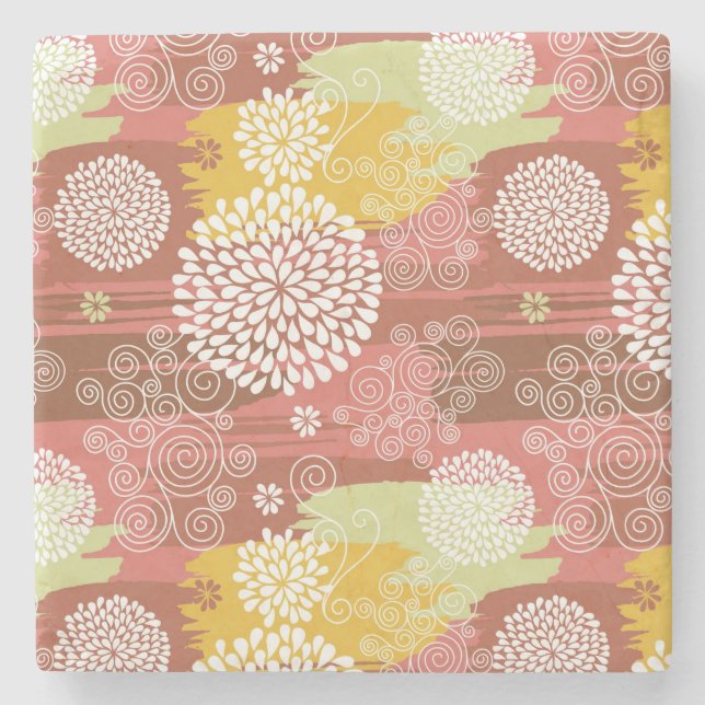 Floral pattern 2 stone coaster (Front)