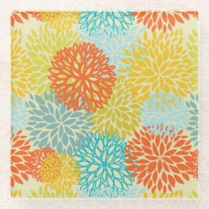 Floral pattern 3 glass coaster