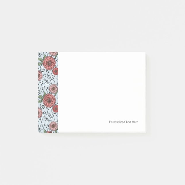 Floral pattern 3 post-it notes (Front)