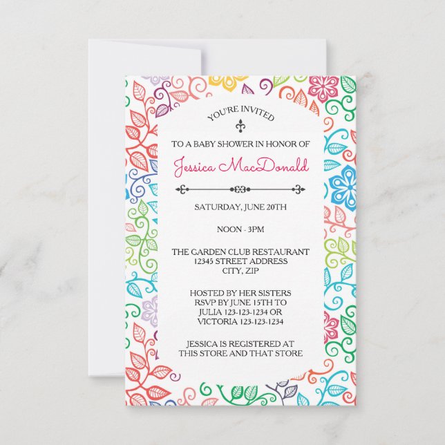 Floral Pattern - 3x5 Baby Shower Invitation (Front)