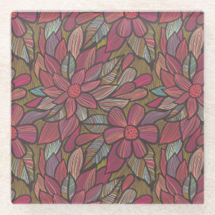 Floral pattern 4 2 glass coaster