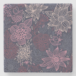 Floral pattern 4 2 stone coaster