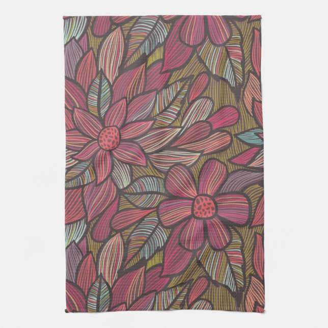 Floral pattern 4 tea towel (Vertical)