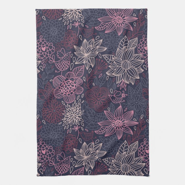 Floral pattern 4 tea towel (Vertical)