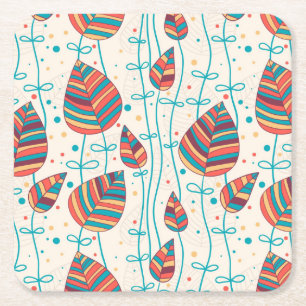 Floral pattern 5 2 square paper coaster