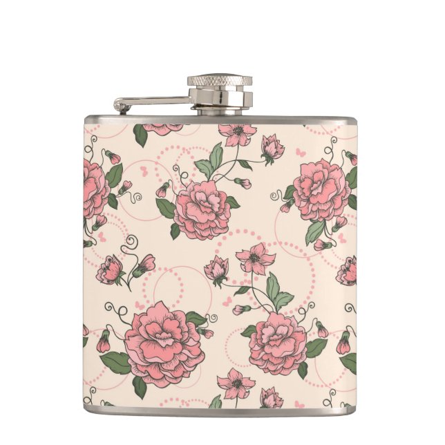 Floral pattern 5 hip flask (Front)