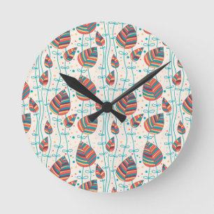 Floral pattern 5 round clock