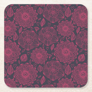 Floral Pattern 5 Square Paper Coaster