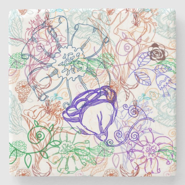 Floral Pattern 6 Stone Coaster (Front)