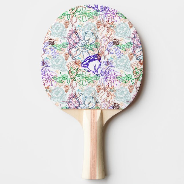 Floral Pattern 8 Ping Pong Paddle (Front)