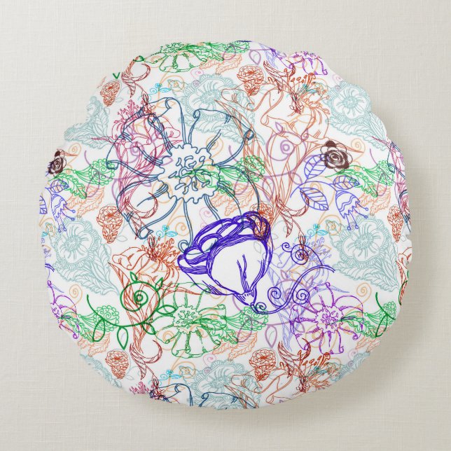 Floral Pattern 8 Round Cushion (Front)
