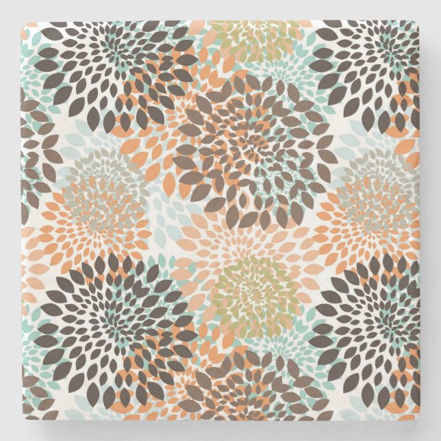 Floral Pattern 8 Stone Coaster (Front)