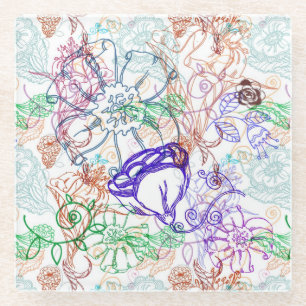 Floral Pattern 9 Glass Coaster