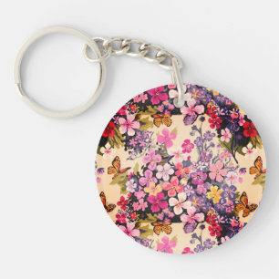 Floral Pattern Acrylic Keychain
