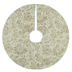 Floral Pattern Antique Damask Paisley Brushed Polyester Tree Skirt