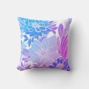 Floral Pattern, Aqua, Blue, Purple , Pink Cushion