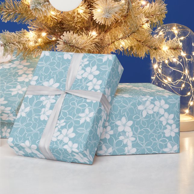 Floral Pattern | Azure Petals Wrapping Paper (Holidays)