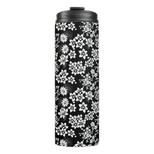 Floral pattern.b Black BG Thermal Tumbler