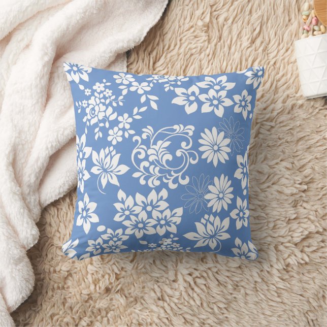 Floral pattern.b L Blue BG Cushion (Blanket)