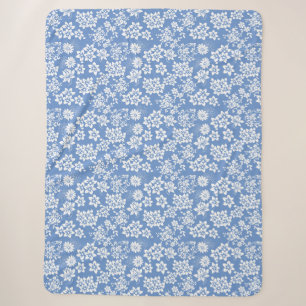 Floral pattern.b L Blue BG Sherpa Blanket