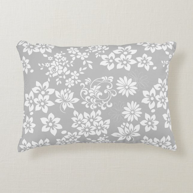 Floral pattern.b L Grey BG Decorative Cushion (Front)