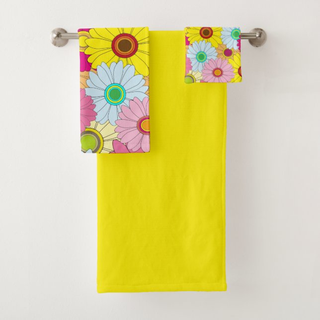floral pattern bath towel set (Insitu)