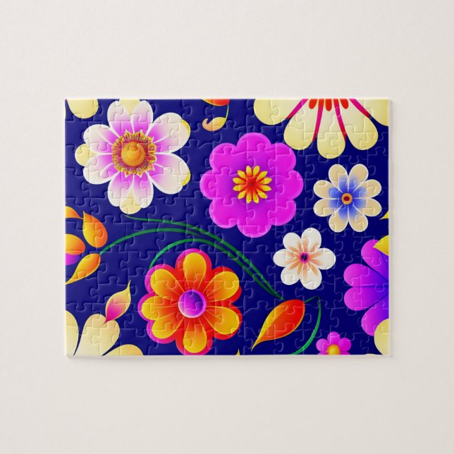 Floral Pattern Beautiful Colourful Flowers Jigsaw Puzzle (Horizontal)