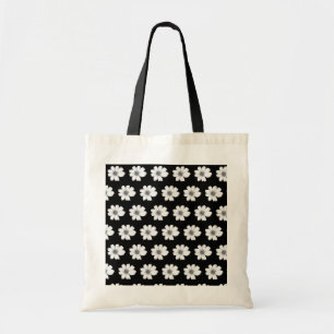 Floral Pattern Black and White Tote Bag