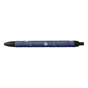 Floral pattern black ink pen