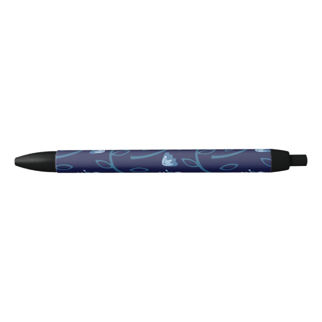Floral pattern black ink pen (Front)