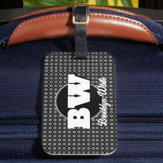 Floral Pattern Black&White Personalised Luggage Tag