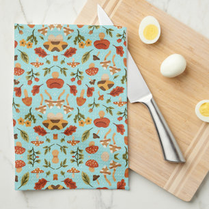 Floral pattern blanket with a light blue backgroun tea towel