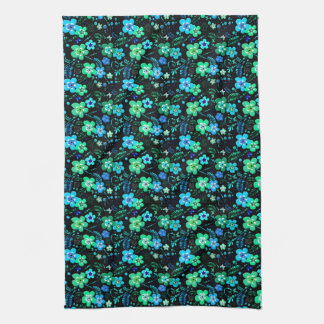 Floral pattern blue and teal tea towel