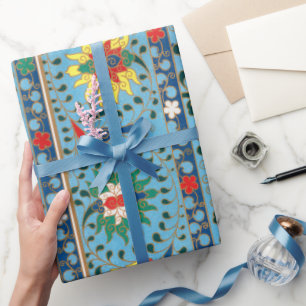 Floral pattern blue background Wrapping Paper